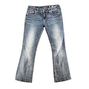 Miss Me Signature Bootcut Jeans Women’s Size 32 Embellished Fleur de Lis Pockets